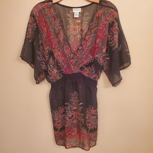 MOTHERHOOD Maternity Black Floral Kimono SIZE L